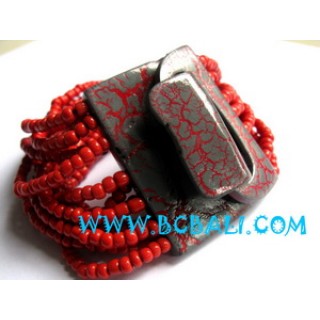 Bali Beads Bracelets Wood Buckles